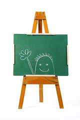 Image showing happy person drawn on chalk board