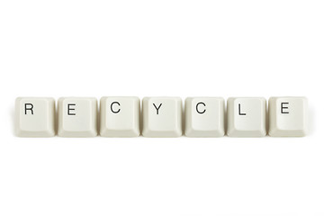 Image showing recycle from scattered keyboard keys on white