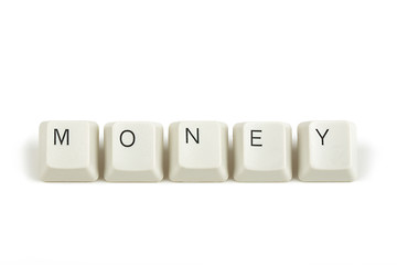 Image showing money from scattered keyboard keys on white