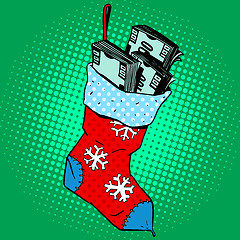 Image showing Christmas sock with money