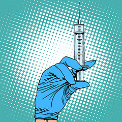 Image showing Hand with a syringe injection vaccination medicine