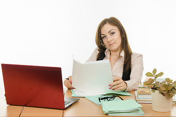 Image showing Teacher diary student sitting at the table