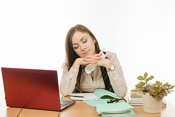 Image showing The teacher fell asleep at your desk