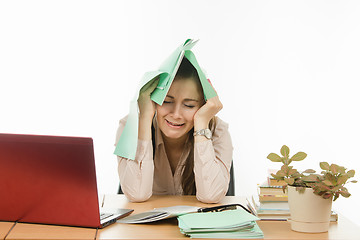 Image showing Teacher cries from his work