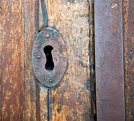 Image showing  traditional   door    in italy   ancian wood and traditional  t