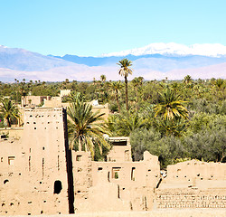 Image showing brown  tower  old  construction in  africa morocco and  clouds  