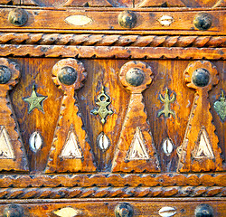 Image showing shell  brown  rusty      morocco in africa the old wood  facade 