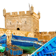 Image showing   boat and sea in africa morocco old castle brown brick  sky