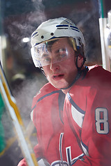 Image showing ice hockey players on bench