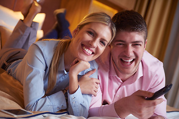 Image showing young couple in modern hotel room