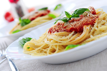 Image showing Pasta and tomato sauce