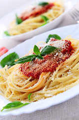 Image showing Pasta and tomato sauce
