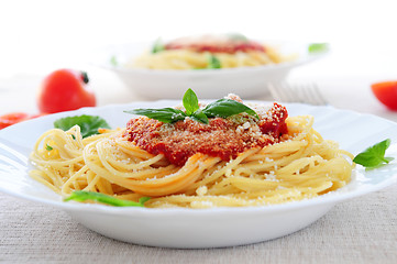 Image showing Pasta and tomato sauce