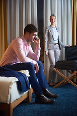 Image showing young couple in modern hotel room