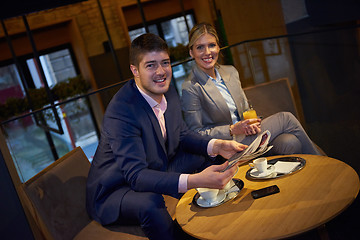 Image showing business couple take drink after work