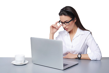 Image showing Business woman working online on a laptop