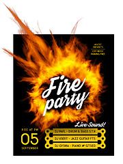 Image showing Fire party poster template. 