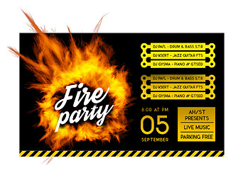 Image showing Fire party poster template. 