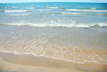 Image showing Beach wave sand