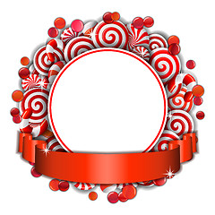 Image showing Frame with red and white  candies.