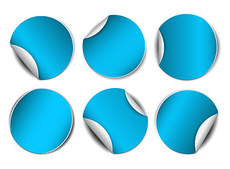 Image showing Set of blue round promotional stickers.