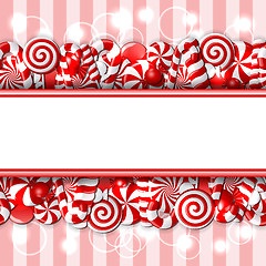 Image showing Sweet banner with red and white candies. 