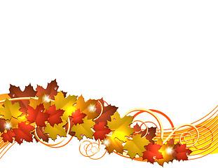 Image showing Flying autumn leaves background