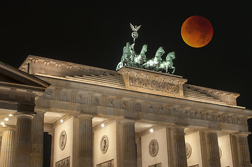 Image showing Brandenburg Gate with Bloody Moon, Berlin, Germany