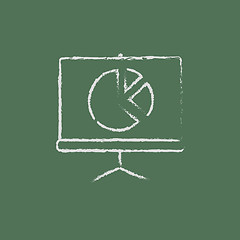 Image showing Roller screen with the pie chart icon drawn in chalk.