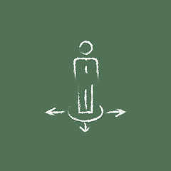 Image showing Businessman on three ways icon drawn in chalk.