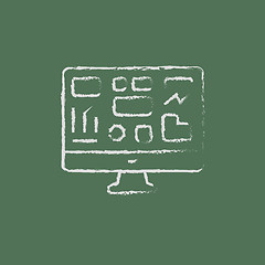 Image showing Monitor with a business graph icon drawn in chalk.