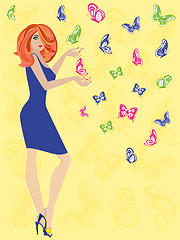 Image showing Woman with butterflies
