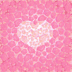 Image showing Heart with pink roses