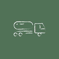 Image showing Fuel truck icon drawn in chalk.