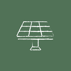 Image showing Solar panel icon drawn in chalk.