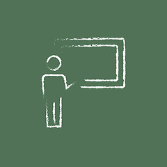 Image showing Professor and blackboard icon drawn in chalk.