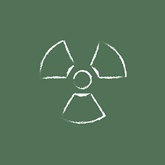 Image showing Ionizing radiation sign icon drawn in chalk.