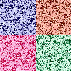 Image showing Four stylized swirl floral patterns