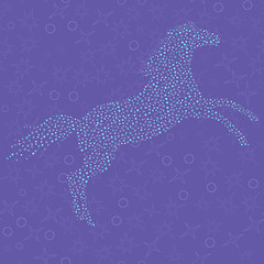 Image showing Mosaic in the shape of a horse on the seamless pattern backgroun