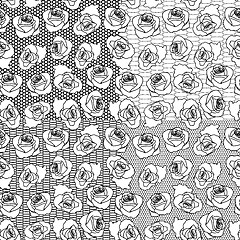 Image showing Four vector seamless rose patterns on separate layers