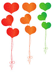 Image showing Colorful balloons in the shape of hearts