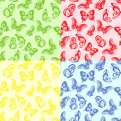 Image showing Four seamless butterflies pattern