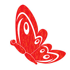 Image showing Red Fiery Butterfly Over White