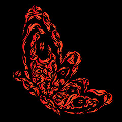 Image showing Red Fiery Butterfly Over Black