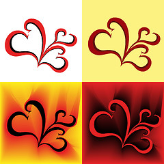 Image showing Four stylized swirl images as a hearts 