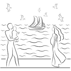 Image showing Family at sea