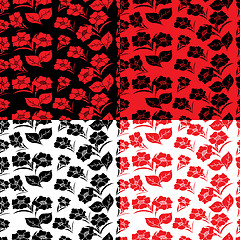 Image showing Four seamless floral patterns