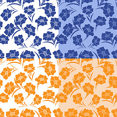 Image showing Four seamless herbal patterns