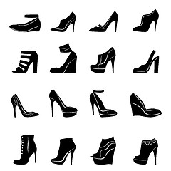 Image showing Set of sixteen models of stylish women footwear