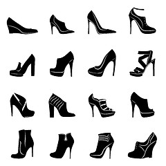 Image showing Sixteen models of stylish women footwear